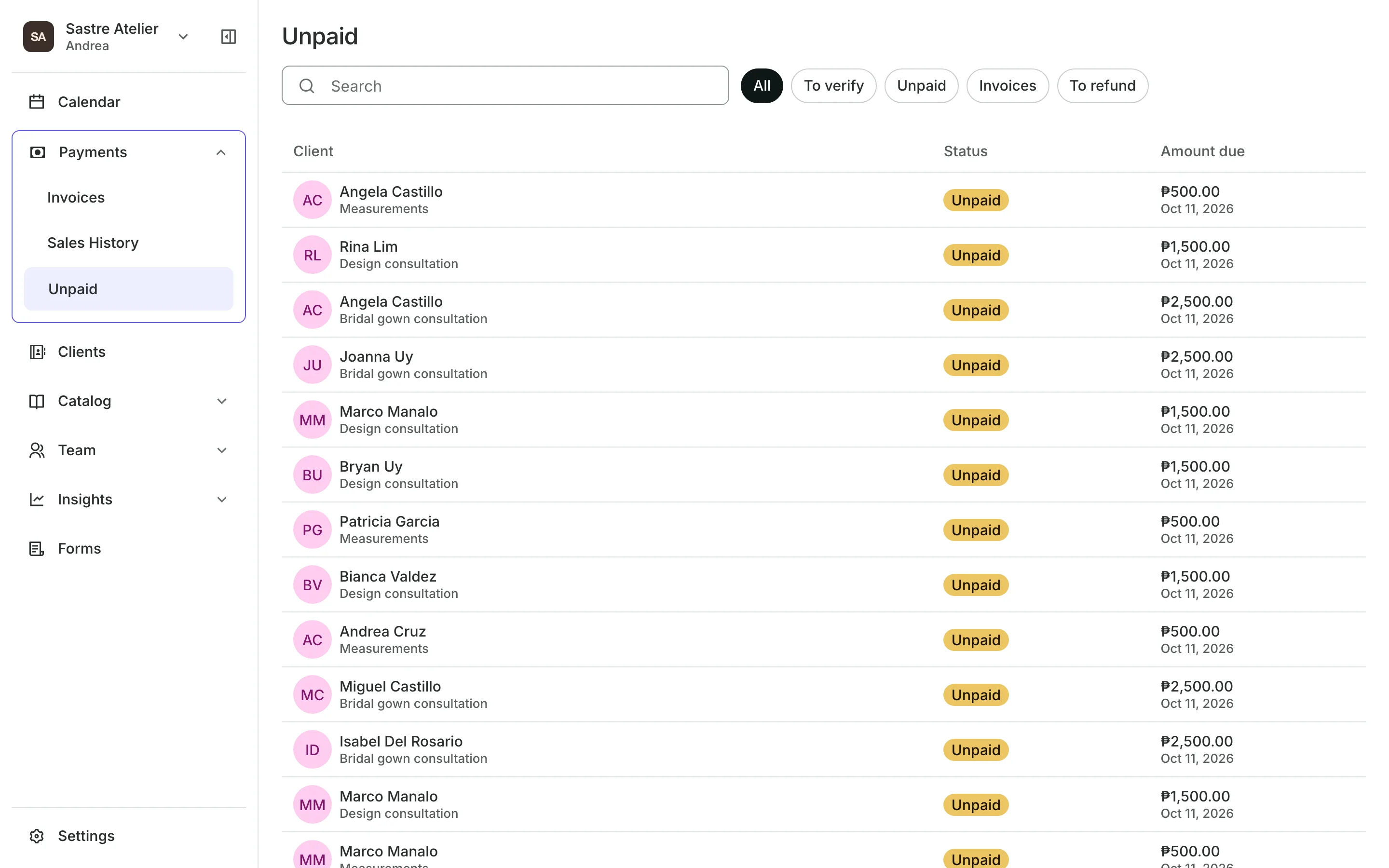 The Unpaid list: who owes what and receipts to check