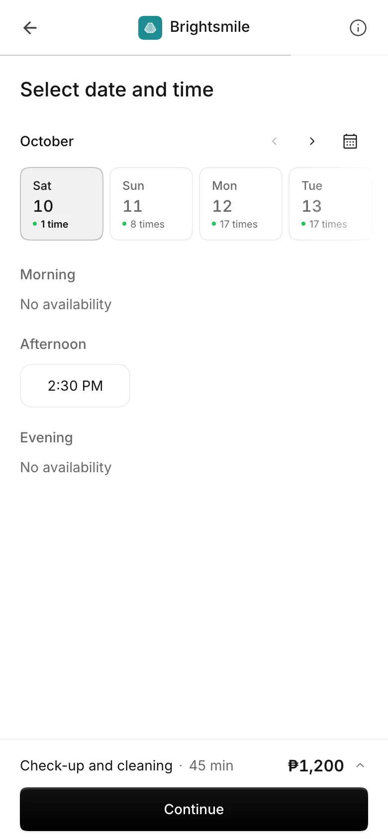 Picking a day and time on a phone