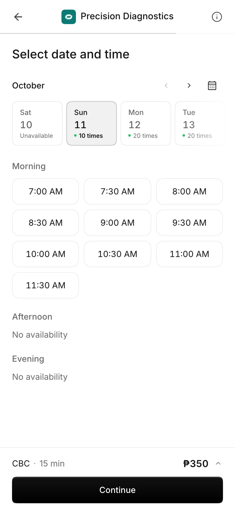 Picking a day and time on a phone