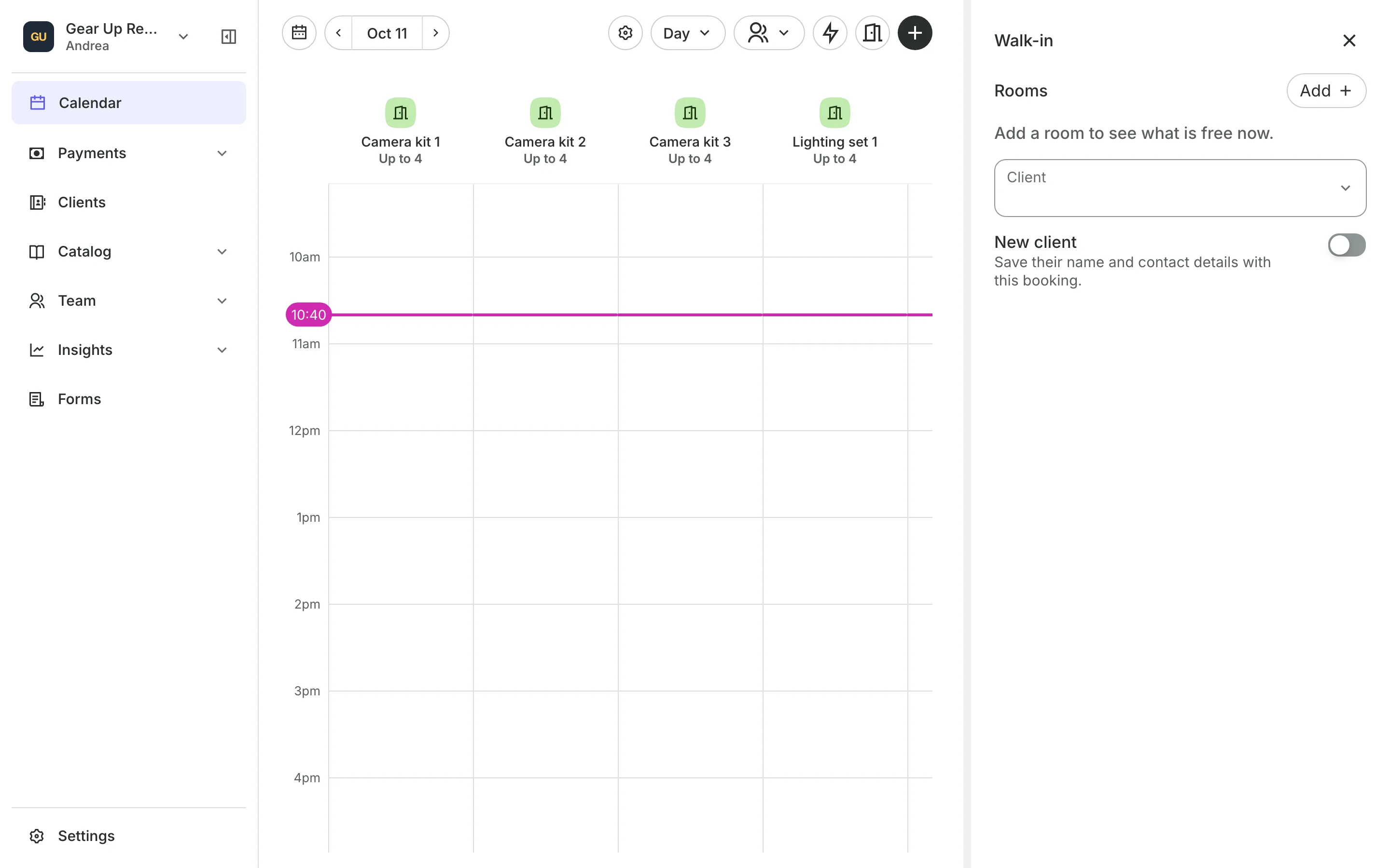 Adding a walk-in from the calendar, with each person's next free time