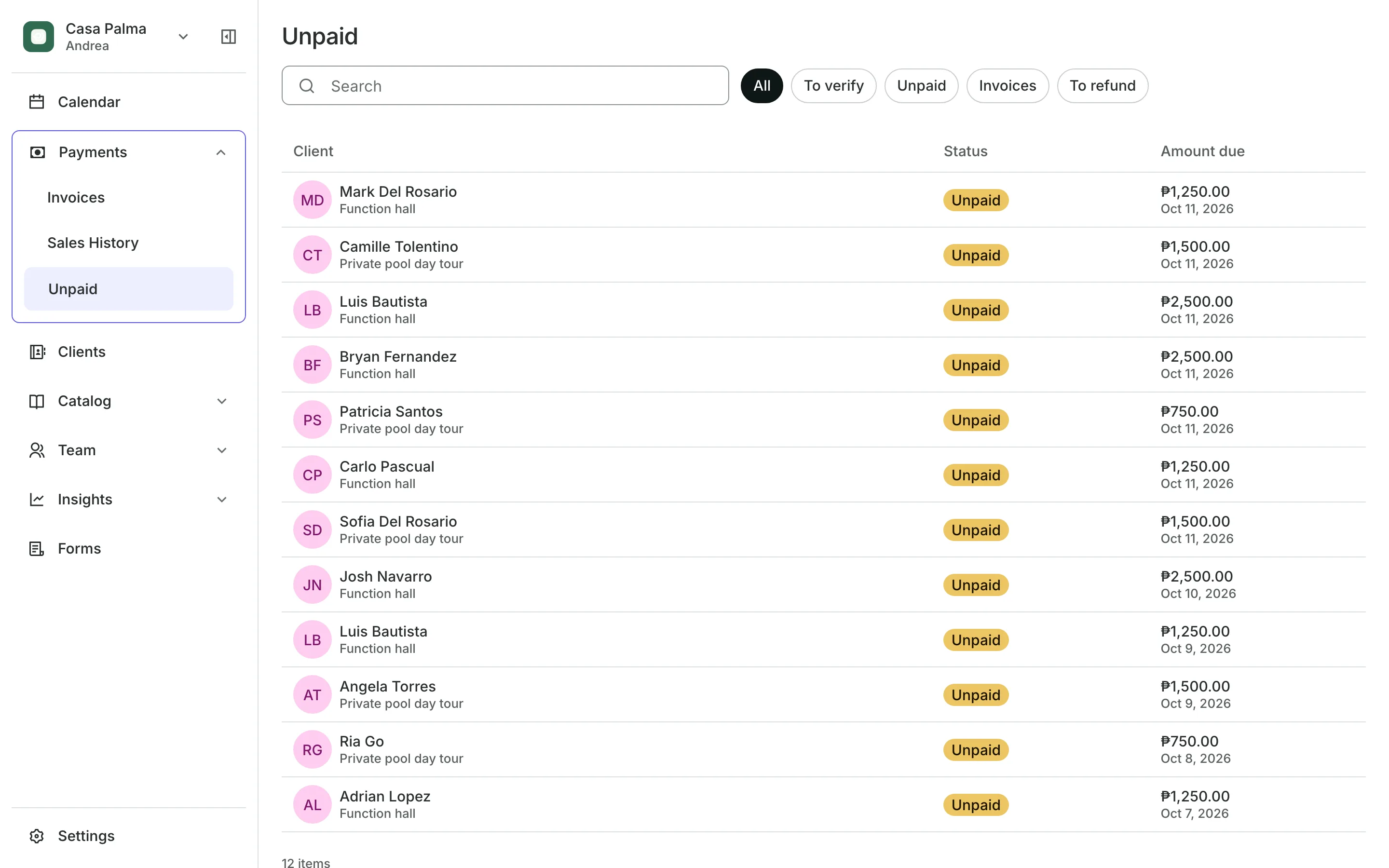 The Unpaid list: who owes what and receipts to check