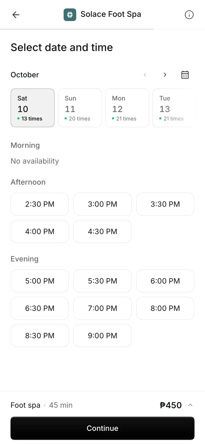 Picking a day and time on a phone