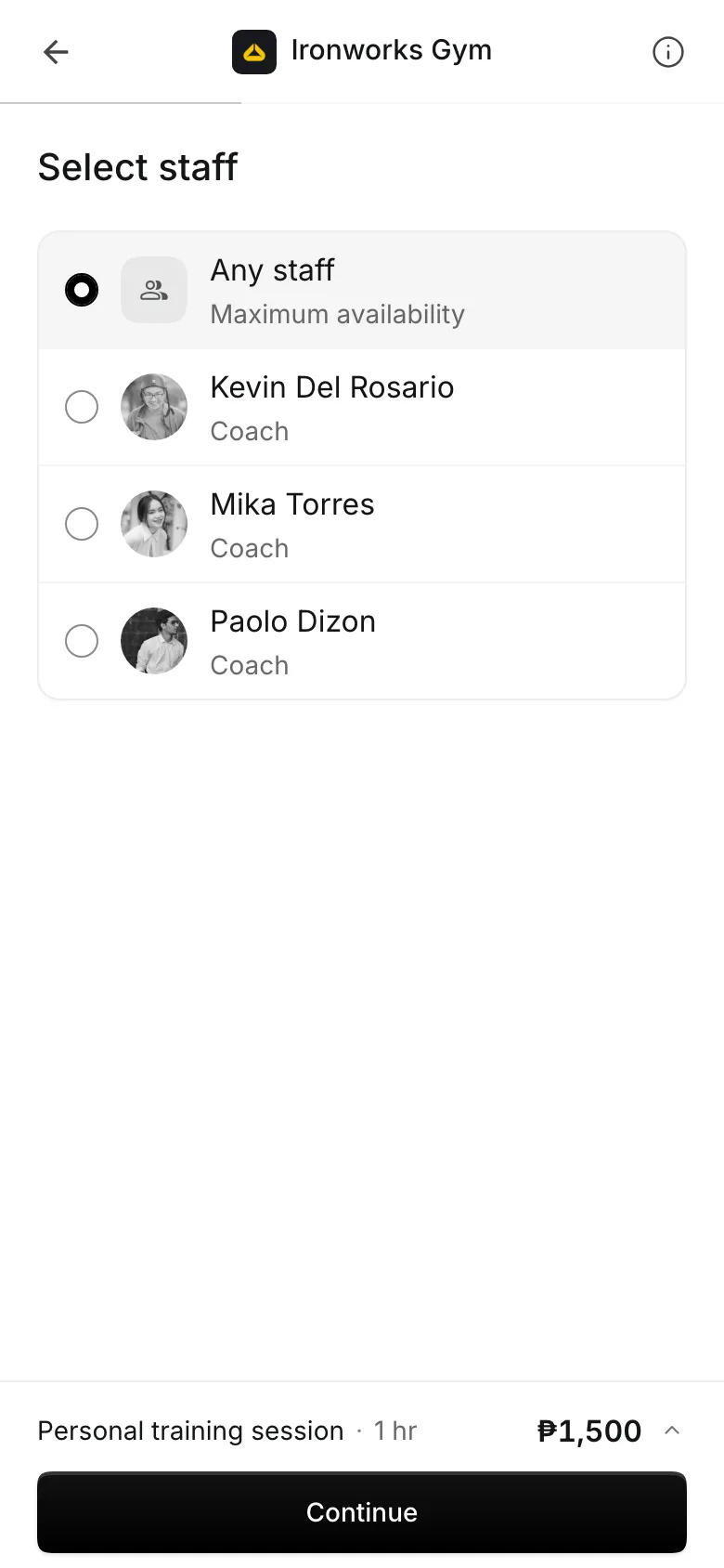 Choosing who to book with, on a phone