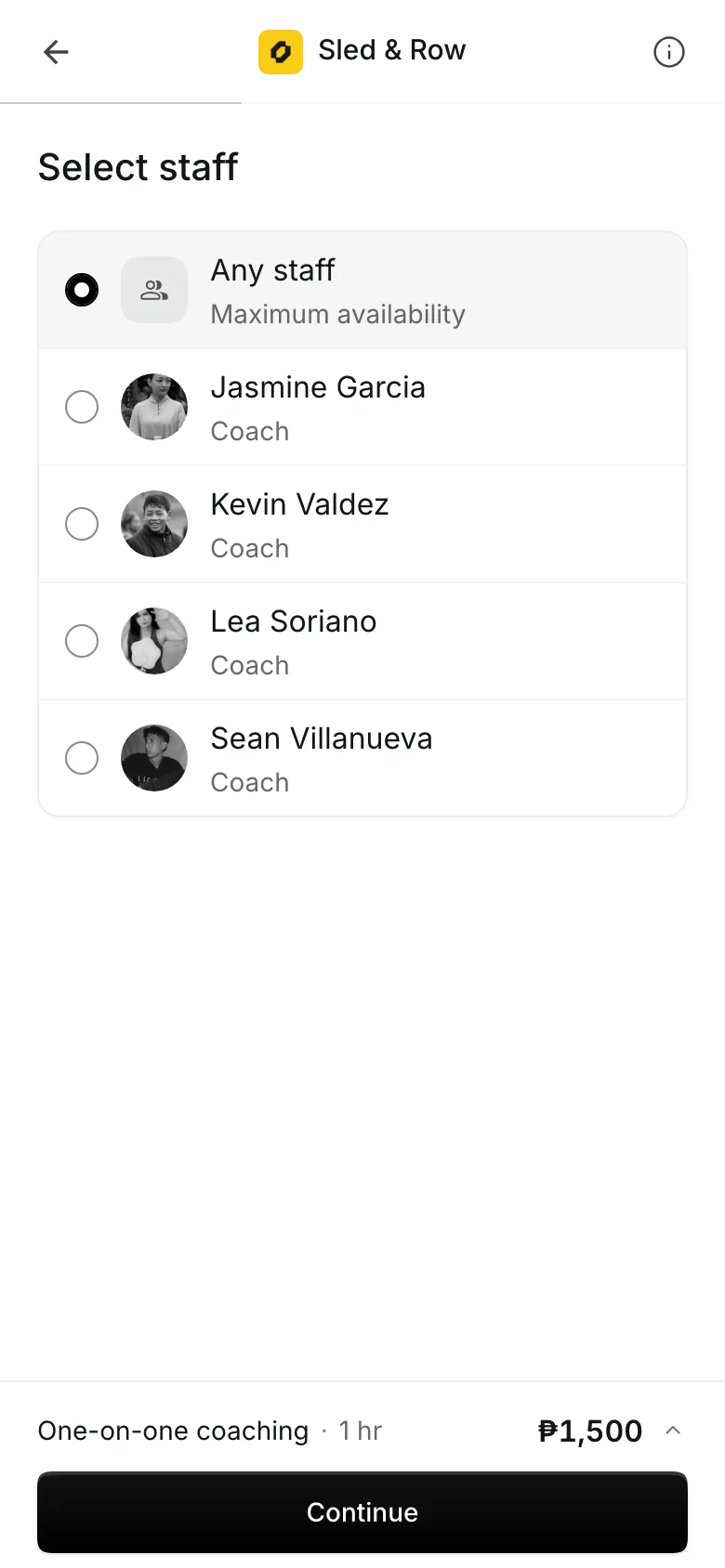 Choosing who to book with, on a phone