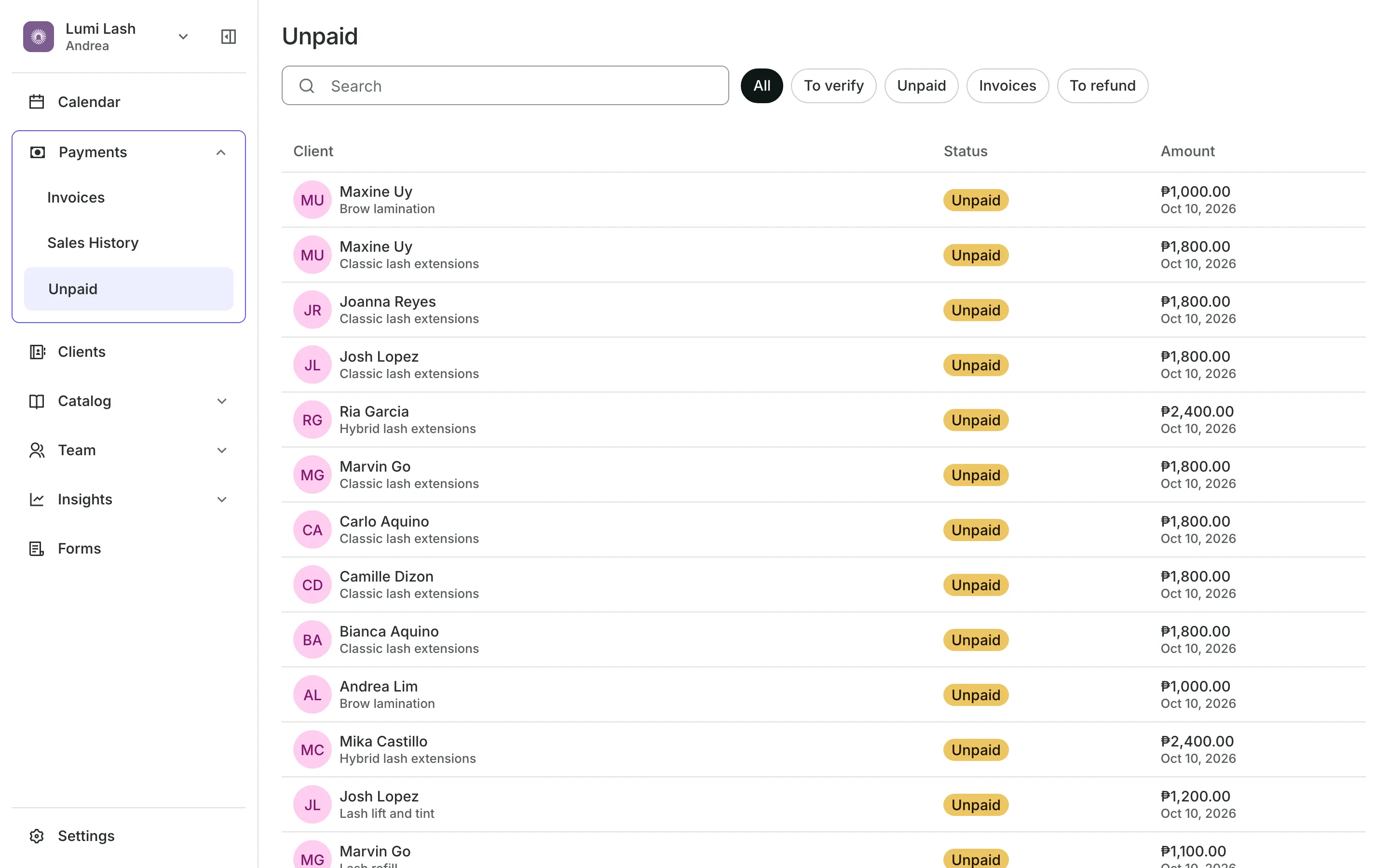 The Unpaid list: who owes what and receipts to check