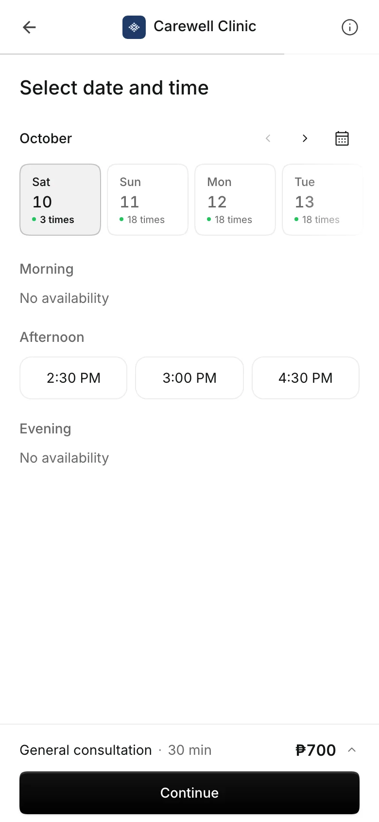 Picking a day and time on a phone