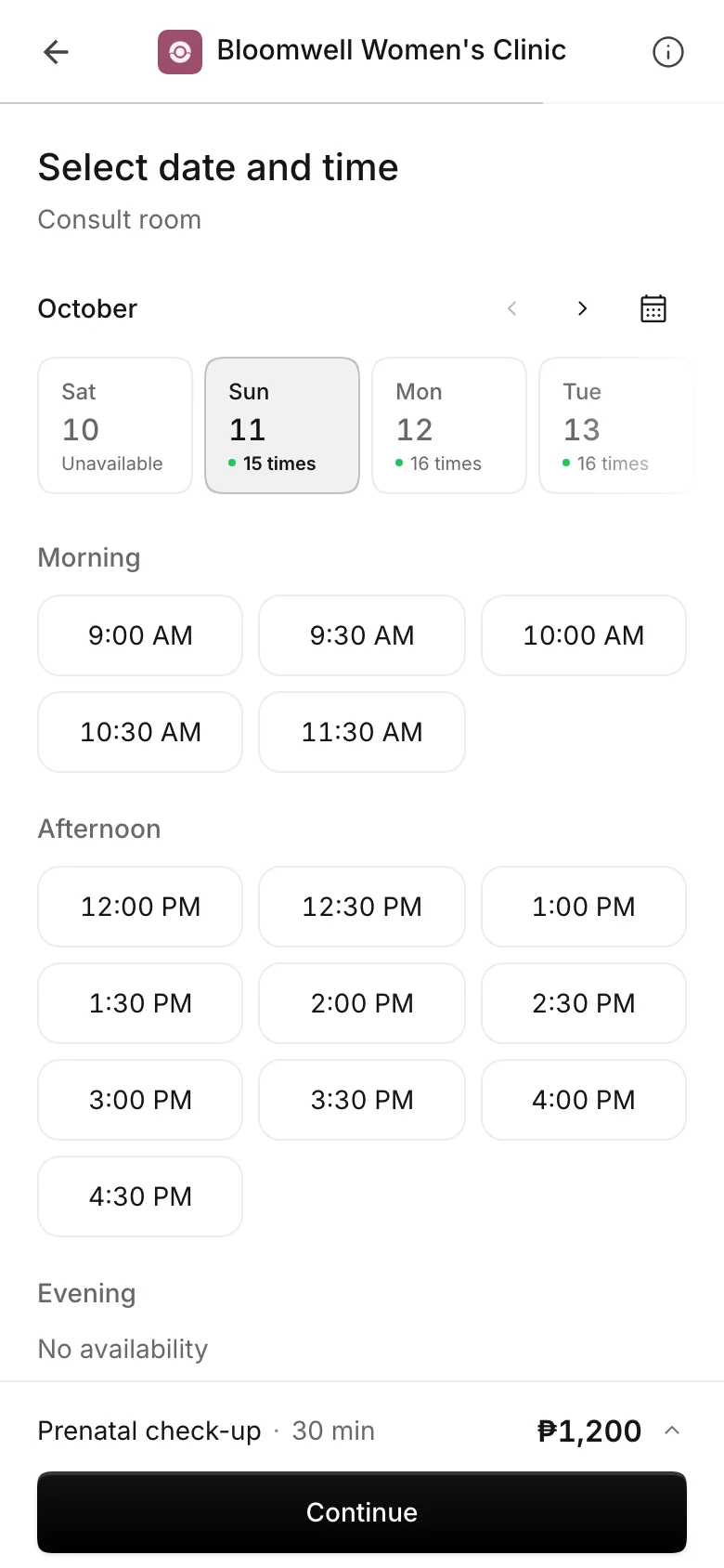 Picking a day and time on a phone