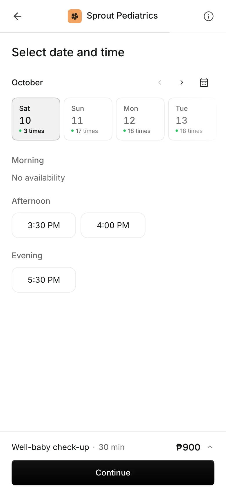 Picking a day and time on a phone